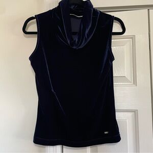 Tommy Hilfiger Navy Cowl Neck Sleeveless Velvet Like Shirt Size Medium